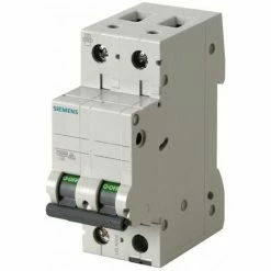 Leistungsschalter Siemens 2P 2A, 6kA Typ C, Für 2 Module
