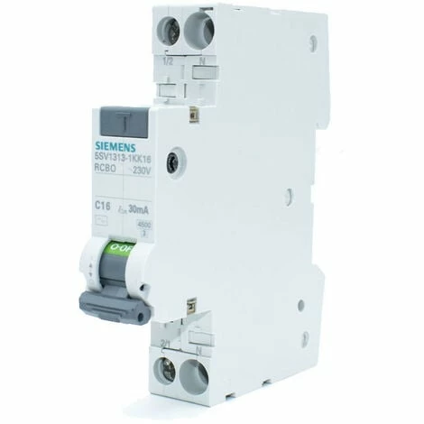 Siemens 16A 1P+N 30MA AC 4,5KA Fehlerstrom-Schutzschalter 5SV13131KK16 1 Siemens 16A 1P+N 30MA AC 4,5KA Fehlerstrom-Schutzschalter 5SV13131KK16