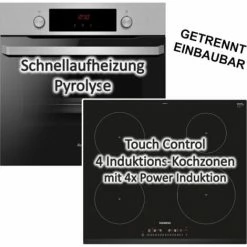 HERDSET Amica Einbaubackofen Pyrolyse Mit Siemens Induktionskochfeld Autark 60cm