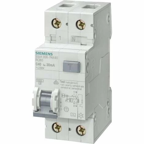 Siemens 5SU1356-6KK10 FI-Schutzschalter/Leitungsschutzschalter 2polig 10 A 0.03 A 230 V 1 Siemens 5SU1356-6KK10 FI-Schutzschalter/Leitungsschutzschalter 2polig 10 A 0.03 A 230 V