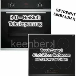 HERDSET Siemens Backofen Mit Induktionskochfeld Autark 60cm Teleskopauszug