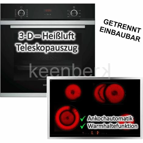 Siemens Backofen Mit Glaskeramikkochfeld - Autark, 60 Cm, Teleskopauszug, EcoClean Plus 1 Siemens Backofen Mit Glaskeramikkochfeld - Autark, 60 Cm, Teleskopauszug, EcoClean Plus