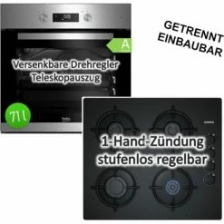 HERDSET Siemens Gaskochfeld Mit Elektrischer Zündung Und Beko Einbau-Backofen - 60 Cm Breit