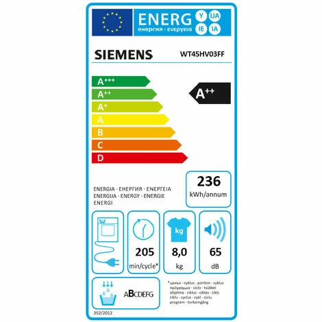 Wärmepumpentrockner Mit Kondensator 60cm 8kg A ++ Weiß - Wt45hv03ff - Siemens 2 Wärmepumpentrockner Mit Kondensator 60cm 8kg A ++ Weiß - Wt45hv03ff - Siemens – Bild 2