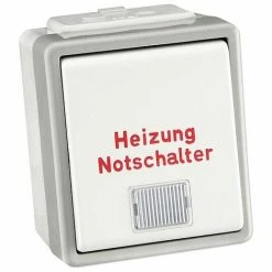 Siemens Heizung-Notschalter Aufputz - Serie Delta - 1-polig - Mit Kontrolllampe - IP 44 - Grau - 5TA4741